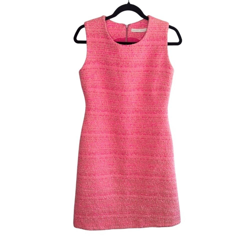 Erica Tanov Pink Tweed Metallic Sleeveless Shift Dress Size Small (Estimated)